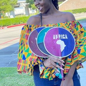 Real leather African hand fan